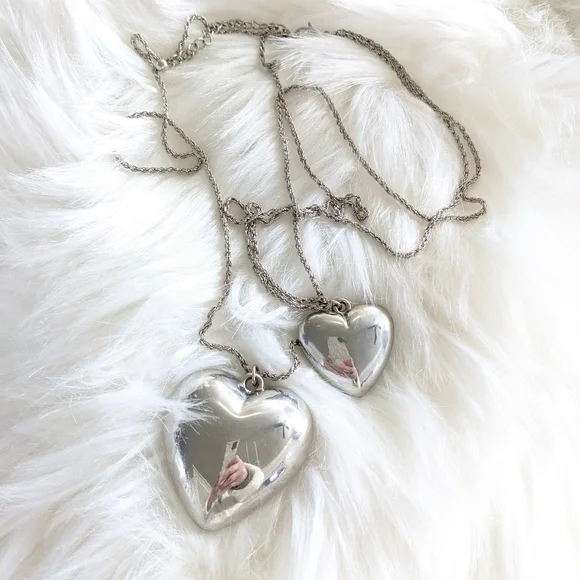 Vintage Puff Heart Double Strand Necklace - Picture 4 of 7